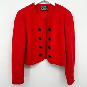 Vintage Bolero Jacket Shrug Women Size M L Red 100% New Wool Lined Coquette FLAW